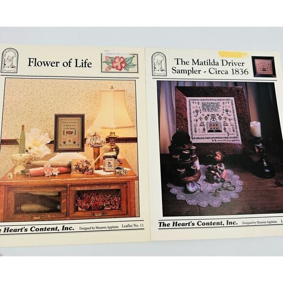 The Heart's Content Counted Cross Stitch MATILDA DRIVER SAMPLER & Flower of Life - Picture 1 of 9